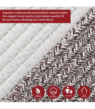 Cotton Rope Laundry Basket WHT & NATURAL 56 x 35.5cm - Natural Hand-Woven Basket