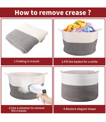 Cotton Rope Laundry Basket WHT & NATURAL 56 x 35.5cm - Natural Hand-Woven Basket