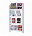 MDF Wall-Mounted 4-Tier Magazine Shelf Rack - White, 59cm x 12cm x 113cm