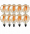 LED Dimmable Bulb G95 E27 2700K 8W Amber Glass Vintage Light Bulbs Pack of 10