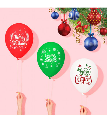 100pcs Christmas Party Balloons Decoration Set 12in Latex Xmas Balloons
