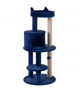 Cat Activity Tree  Deluxe Blue Cat Tree w/ Scratching Posts Ear Perch House