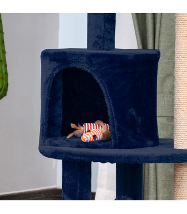 Cat Activity Tree  Deluxe Blue Cat Tree w/ Scratching Posts Ear Perch House