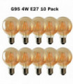 LED Dimmable Bulb G95 E27 4W 2700K Amber Glass Metal Vintage Light Bulbs 10Pack