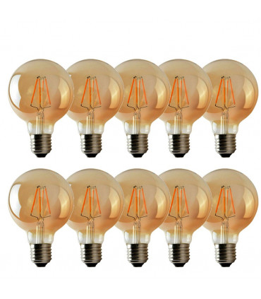 LED Dimmable Bulb G95 E27 4W 2700K Amber Glass Metal Vintage Light Bulbs 10Pack