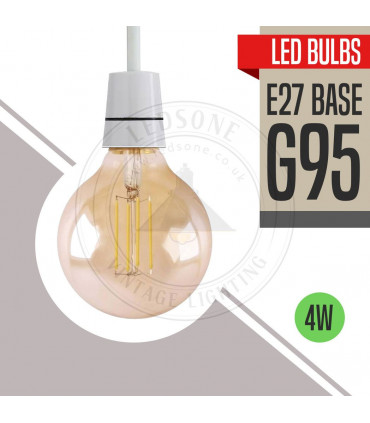 LED Dimmable Bulb G95 E27 4W 2700K Amber Glass Metal Vintage Light Bulbs 10Pack