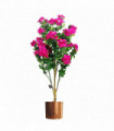 Artificial Azalea Pink Flowers Potted Plant 100cm with Copper Metal Planter