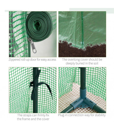 Greenhouse PE Cover 100x50x150cm Green Steel Plastic Zipped Roll-up Door