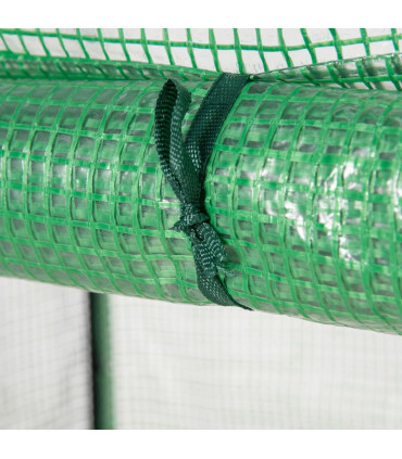 Greenhouse PE Cover 100x50x150cm Green Steel Plastic Zipped Roll-up Door