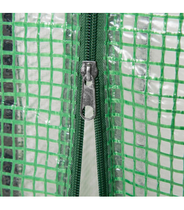 Greenhouse PE Cover 100x50x150cm Green Steel Plastic Zipped Roll-up Door