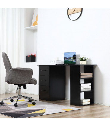 Computer Desk Writing Shelf & Drawers Black 120cm particle board 72cm
