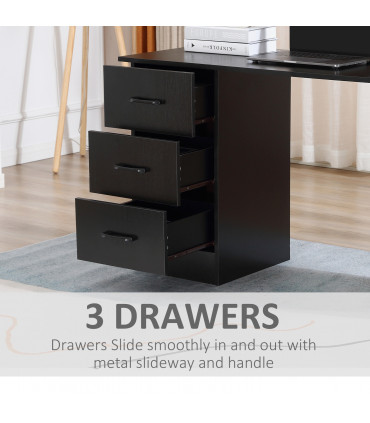 Computer Desk Writing Shelf & Drawers Black 120cm particle board 72cm