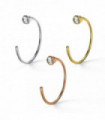 14ct Gold Bezel set Jeweled Open Hoop Nose Ring