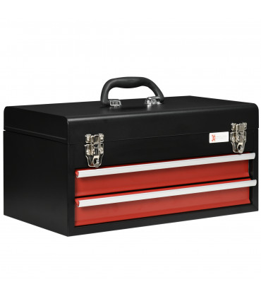 2 Drawer Tool Chest Lockable Tool Box w/ Ball Bearing Runners 46cmx24cmx22cm