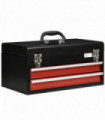 2 Drawer Tool Chest Lockable Tool Box w/ Ball Bearing Runners 46cmx24cmx22cm