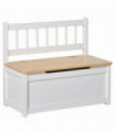 Toy Box - White MDF Pinewood 60L x 30W x 50H cm Kids Seat Bench Storage Chest