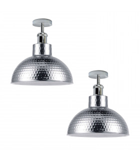 Ceiling Light Semi Flush Vintage Industrial Style Chrome Metal 2 Pack Retro