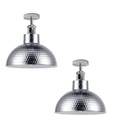 Ceiling Light Semi Flush Vintage Industrial Style Chrome Metal 2 Pack Retro