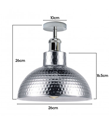 Ceiling Light Semi Flush Vintage Industrial Style Chrome Metal 2 Pack Retro