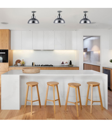 Ceiling Light Semi Flush Vintage Industrial Style Chrome Metal 2 Pack Retro