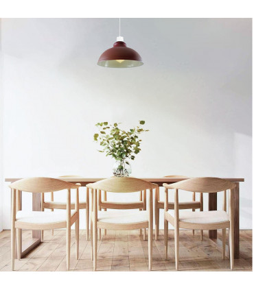 Metal Burgundy 29cm Vintage Curvy Lampshade for Living Room Dining Cafe Bar