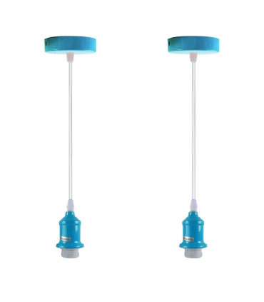 Pendant light 2 Pack Industrial Fitting, E27 Lamp Holder Set with PVC Cable Blue