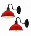 Wall Light Red Metal Arm E27 2 Pack Modern Industrial Swan Neck Fixture