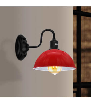 Wall Light Red Metal Arm E27 2 Pack Modern Industrial Swan Neck Fixture