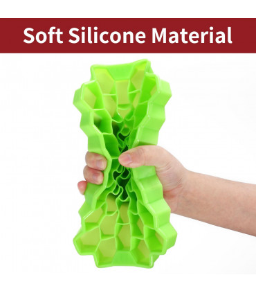 2 Pack Ice Cube Hexagon Silicone Tray with Clear Removable Lids GREEN 0000361