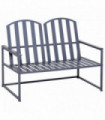 Metal Grey 2 Seat Steel Patio Garden Bench 80.5H x 108W x 63Dcm Outdoor