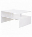 2-Tier Coffee Table Side/End Table Modern Rectangular Design White