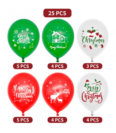25pcs Christmas Party Balloons Decoration Set 12inch Latex Xmas Balloons