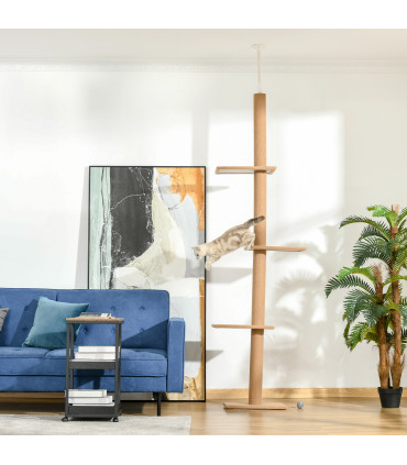 Cat Tree  Floor To Ceiling Cat Tree for Indoor Cats w/ Adjustable Height - Brown