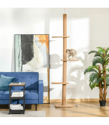 Cat Tree  Floor To Ceiling Cat Tree for Indoor Cats w/ Adjustable Height - Brown