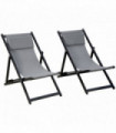 Texteline Dark Grey 96.35cm x 58cm x 91.5cm Set of 2 Folding Sun Lounger Relax