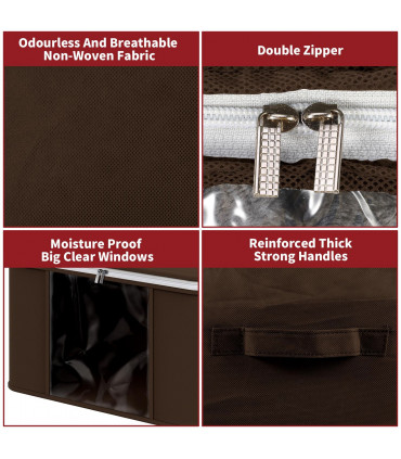 2pcs Clothes Storage Bags Organiser Big Capacity Wardrobe Duvet Underbed Storage Brown 0008920