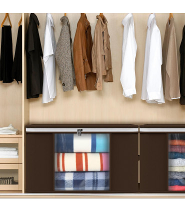 2pcs Clothes Storage Bags Organiser Big Capacity Wardrobe Duvet Underbed Storage Brown 0008920