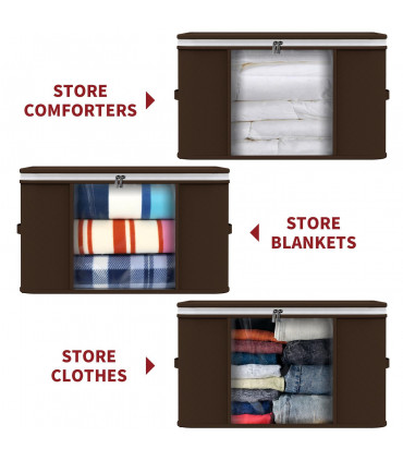 2pcs Clothes Storage Bags Organiser Big Capacity Wardrobe Duvet Underbed Storage Brown 0008920