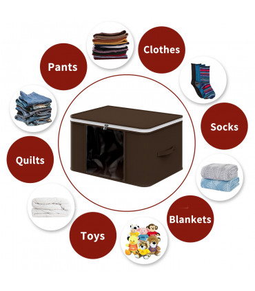 2pcs Clothes Storage Bags Organiser Big Capacity Wardrobe Duvet Underbed Storage Brown 0008920