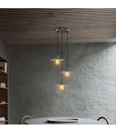 Ceiling pendant Light Shade Hanging Lamp Metal Brushed Brass 22cm Cone 3 Head