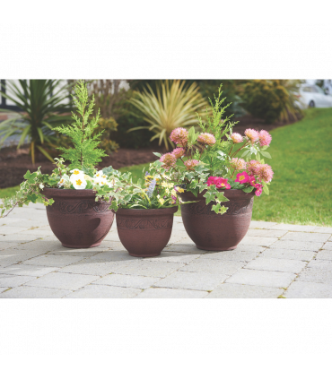 Planters Brown Large: H23 x 30 diameter, Small: H18 x 23 diameter, 3 Pack
