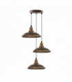 Pendant Lamp 3 Head Vintage Industrial Brushed Copper E27 Hanging Light Metal