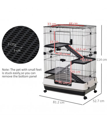 3 Tier Small Animal Cage Black Powder-coated steel 812L x 527W x 114H cm