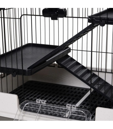 3 Tier Small Animal Cage Black Powder-coated steel 812L x 527W x 114H cm