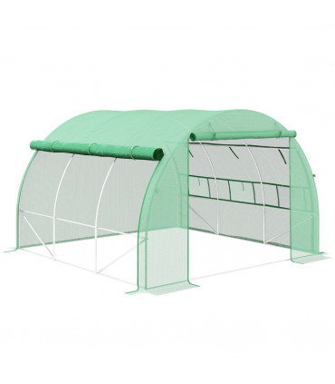 Green Walk-in Tunnel Greenhouse 300L x 304W x 200Hcm Galvanised Steel, PE