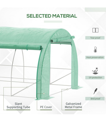 Green Walk-in Tunnel Greenhouse 300L x 304W x 200Hcm Galvanised Steel, PE