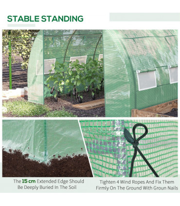 Green Walk-in Tunnel Greenhouse 300L x 304W x 200Hcm Galvanised Steel, PE