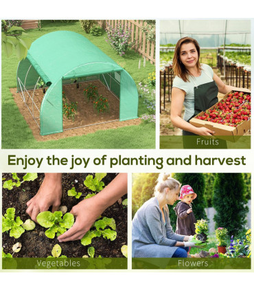 Green Walk-in Tunnel Greenhouse 300L x 304W x 200Hcm Galvanised Steel, PE