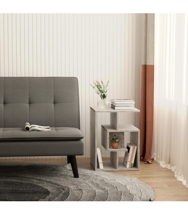 Side End Table Gray 55H x 45L x 40Wcm 3-Tier Open Shelves Storage