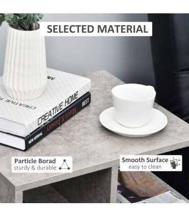 Side End Table Gray 55H x 45L x 40Wcm 3-Tier Open Shelves Storage